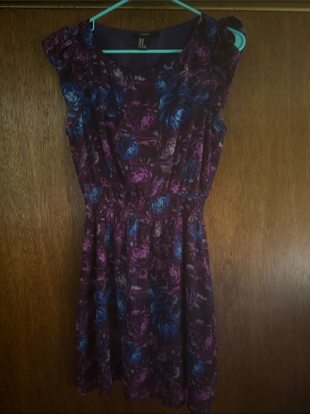 Forever 21 Purple and Blue Floral Midi Dress